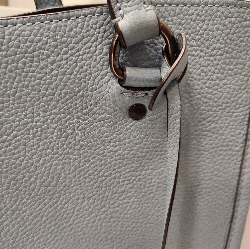 🧁GUC Coach Tyler Carryall 28 Medium Blue C2273 Pebble Leather Shoulder Tote Bag - Picture 7 of 16